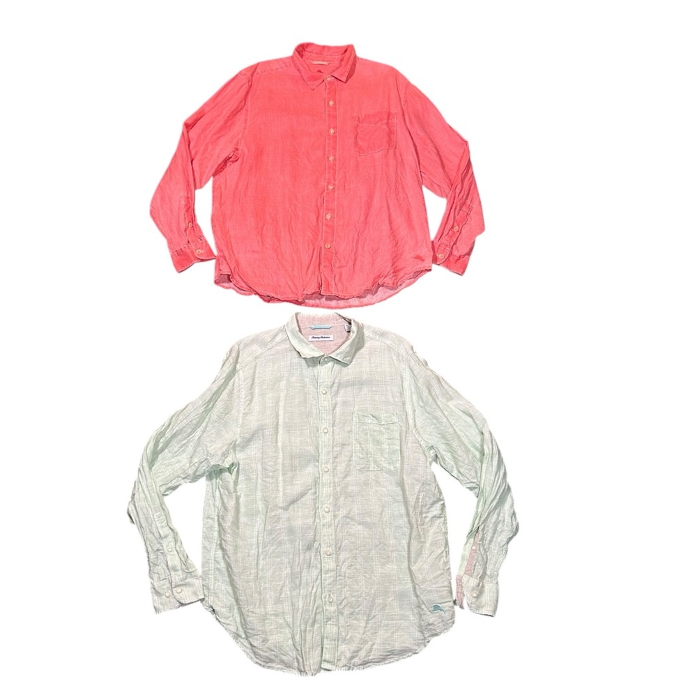 Tommy Bahama 100% Linen Shirts XL Lot of 2
Coral Green Long Sleeve Island